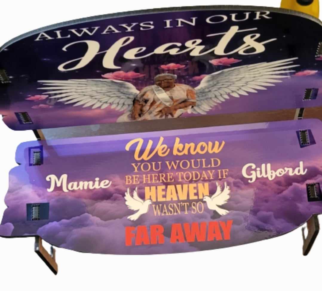 "Always in our Hearts" memorial bench